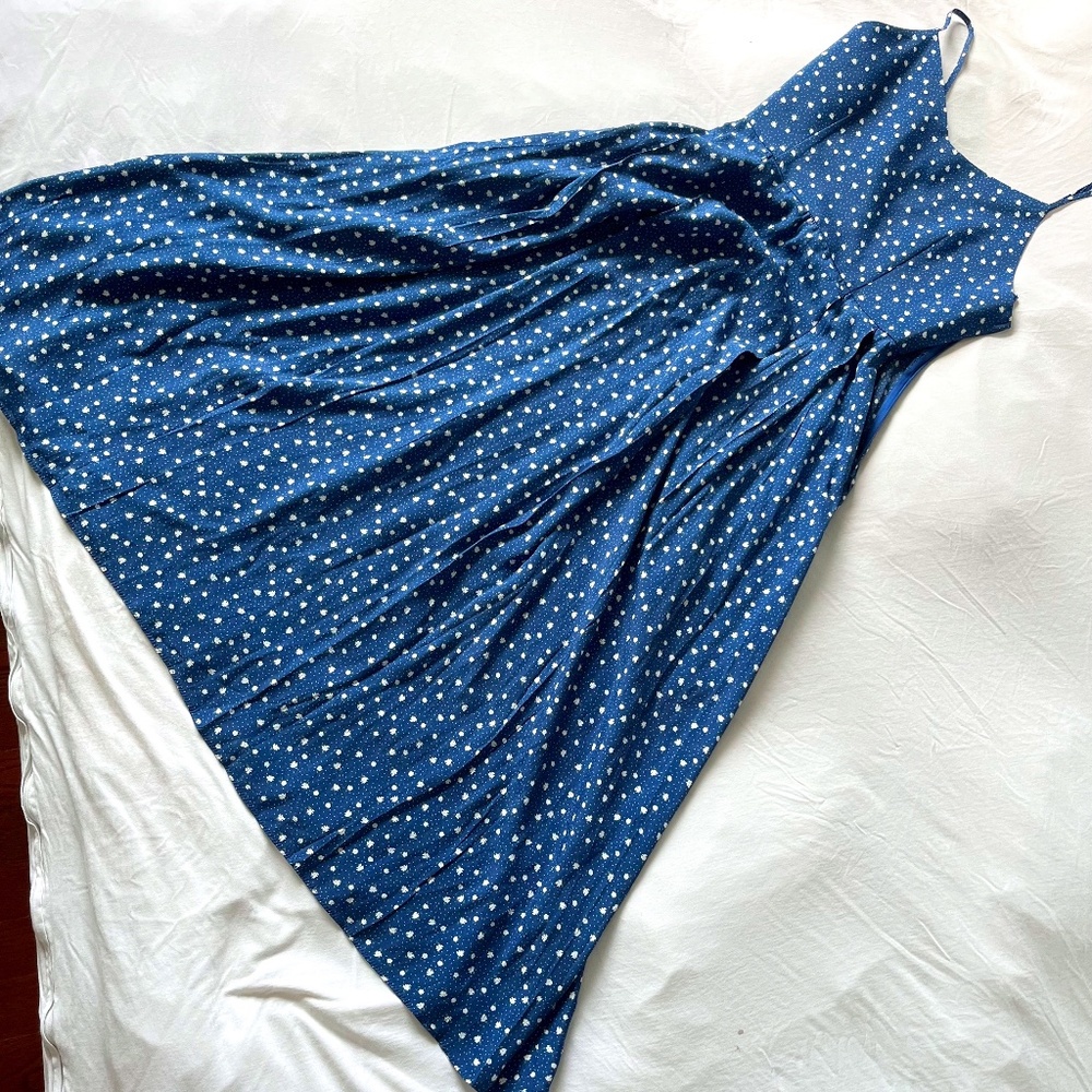 Dress with Straps (Oak + Fort) Blue Print, Medium